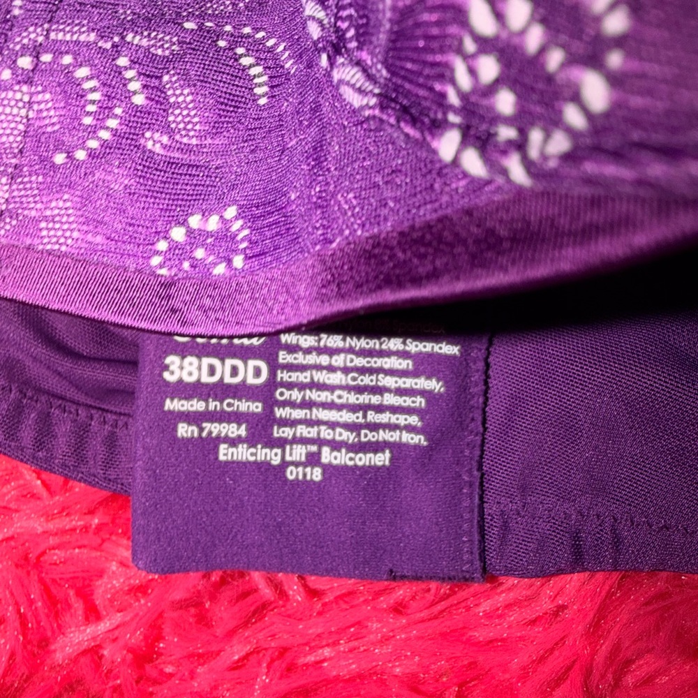 Soma Purple Enticing Lift Balconet Underwire Back Closure Floral Bra - Picture 7 of 9